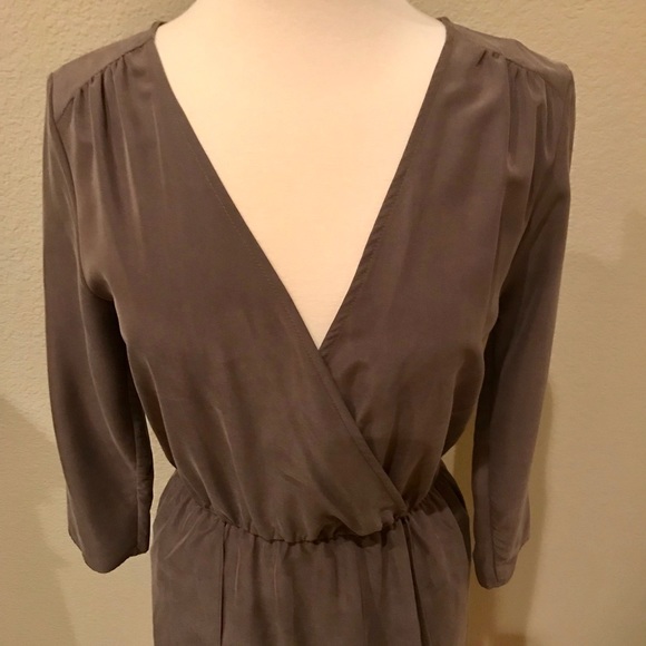 Everly Dove Gray V-Neck Dress - Picture 3 of 8